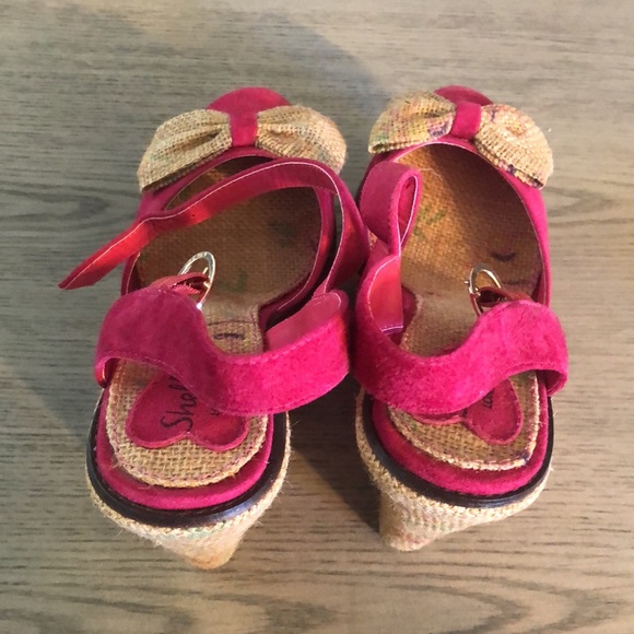Shellys London Platform Pink Wedges with a Bow 39/ Size 9 - Picture 8 of 8